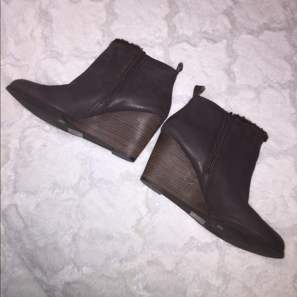 Lucky Brand Leather Faux Fur Ankle Bootie 8.5 - Picture 4 of 5